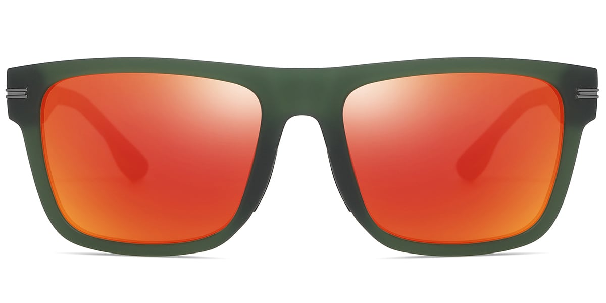 Square Sunglasses translucent-green+mirrored_red_polarized