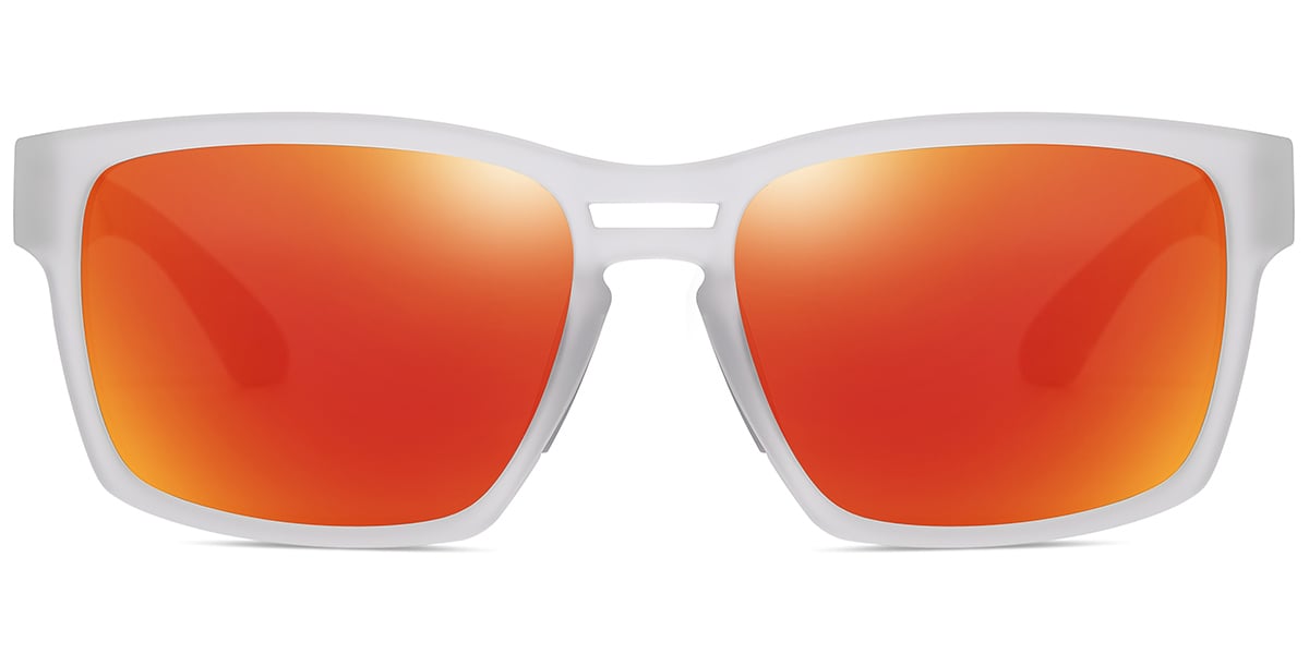 Square Aviator Sunglasses translucent-white+mirrored_red_polarized