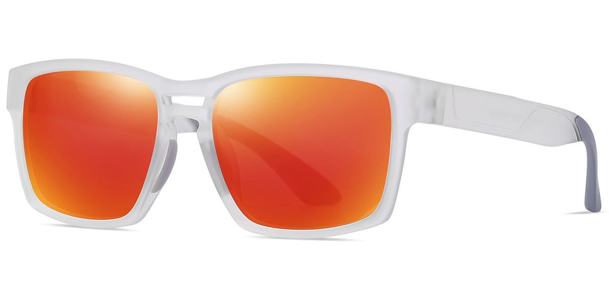 Square Aviator Sunglasses translucent-white+mirrored_red_polarized