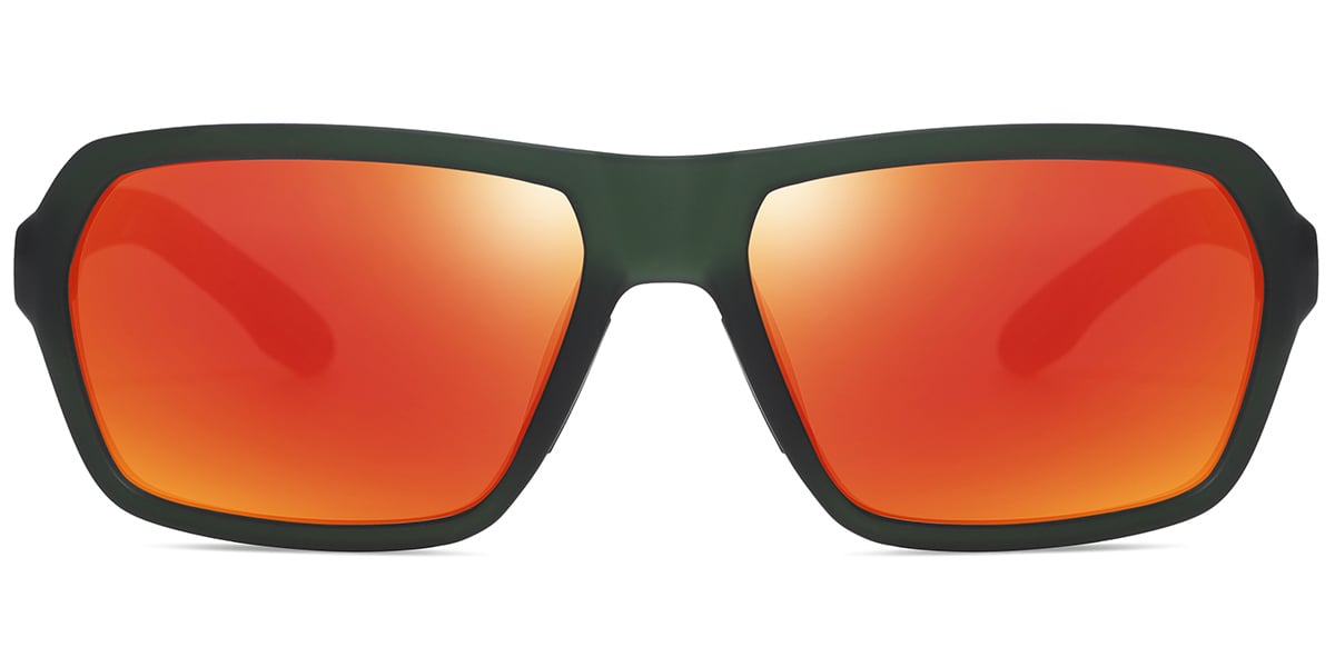 Rectangle Sunglasses green+mirrored_red_polarized