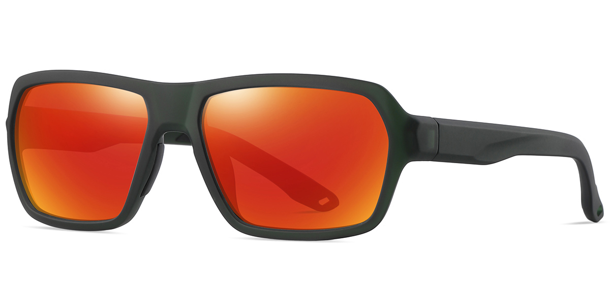 Rectangle Sunglasses green+mirrored_red_polarized