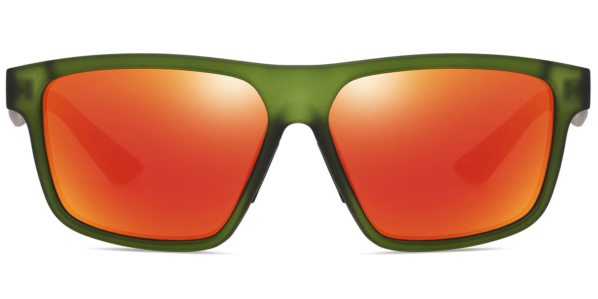 Square Sunglasses green+mirrored_red_polarized