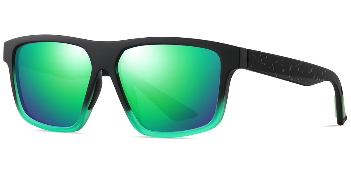 Square Sunglasses gradient_black+mirrored_green_polarized