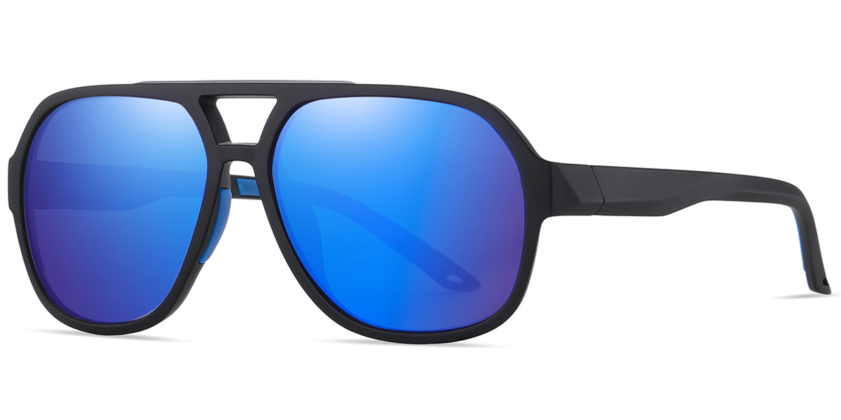 Aviator Sunglasses black+mirrored_blue_polarized