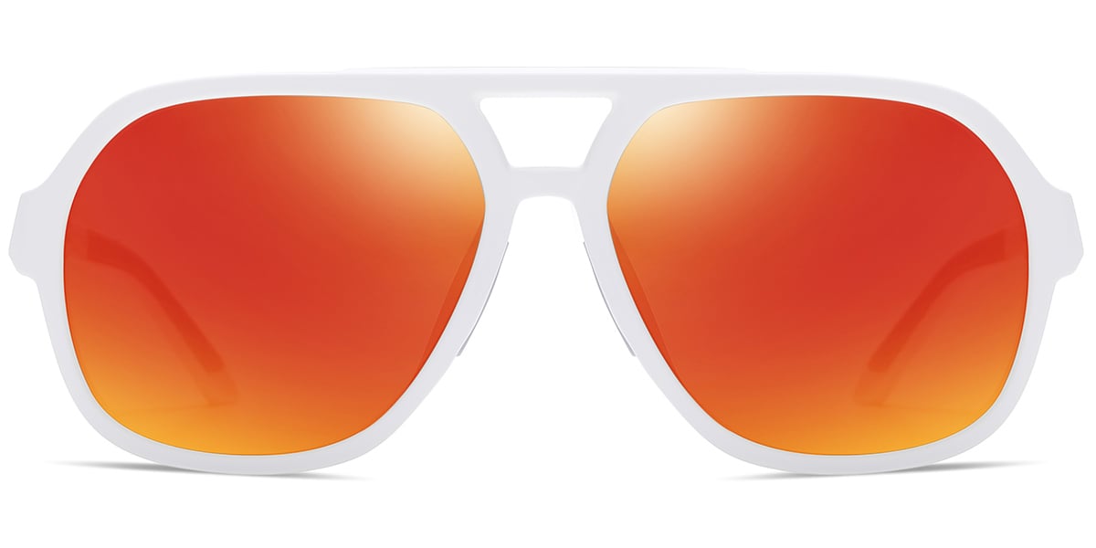 Aviator Sunglasses white+mirrored_red_polarized