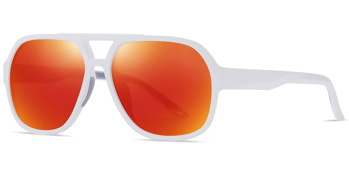 Aviator Sunglasses white+mirrored_red_polarized