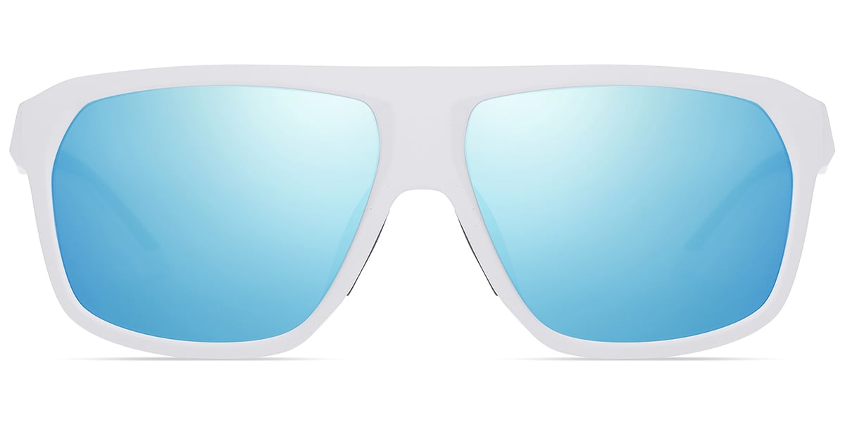 Square Sunglasses white+mirrored_ice_blue_polarized