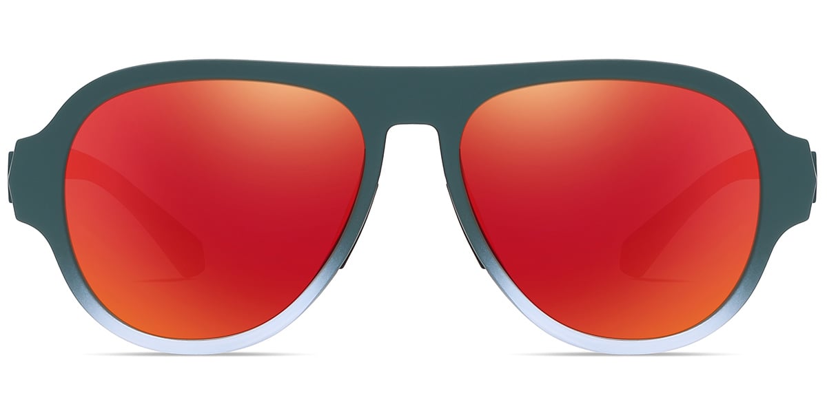 Geometric Sunglasses gradient_green+mirrored_red_polarized