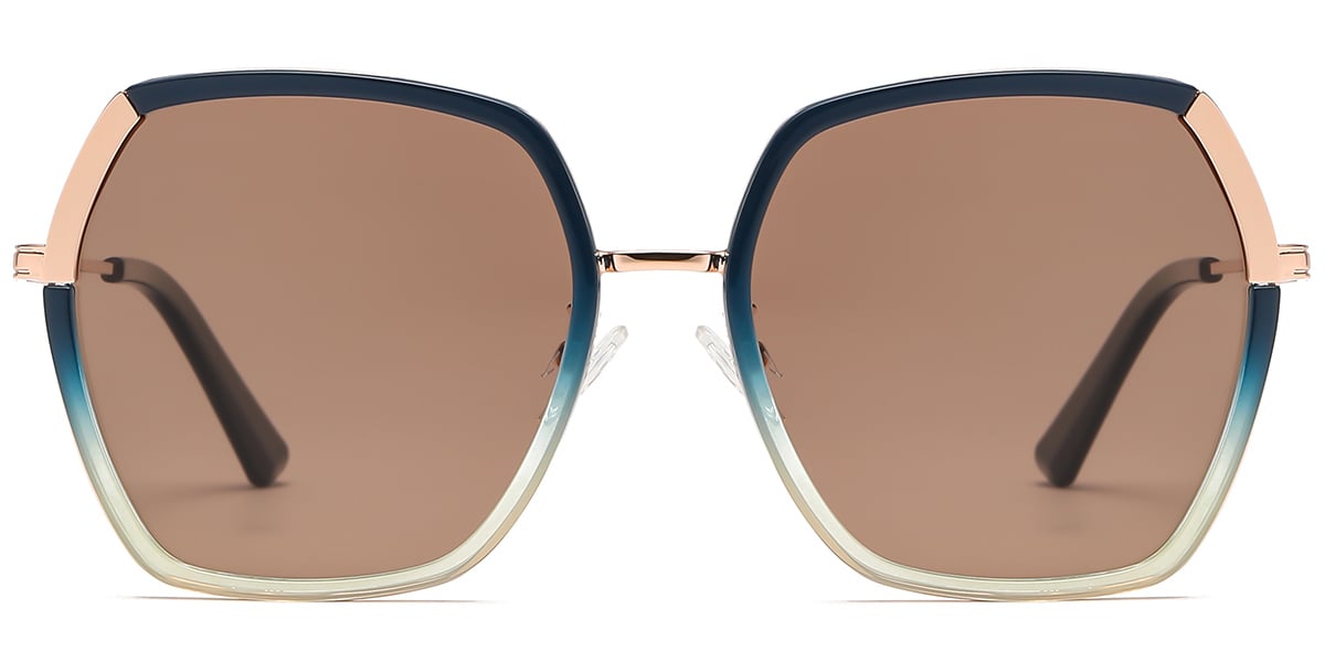 Square Sunglasses pattern-blue+amber_polarized