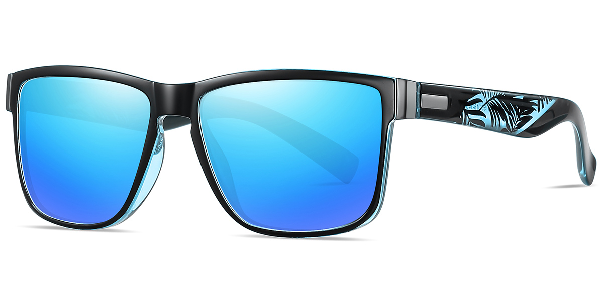 Square Sunglasses black+mirrored_ice_blue_polarized