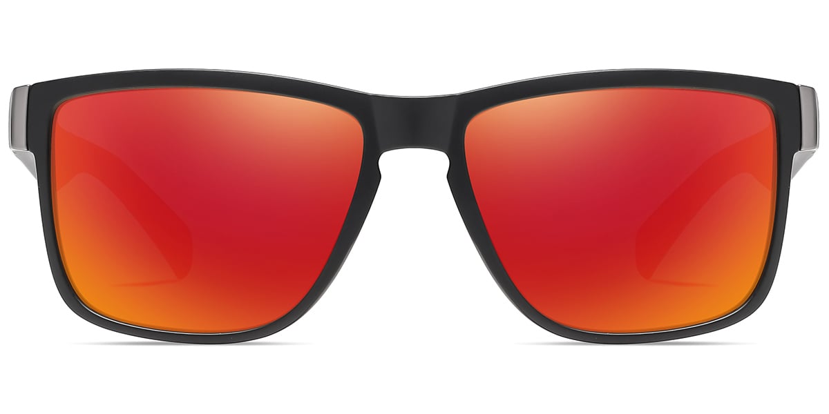 Square Sunglasses black+mirrored_red_polarized