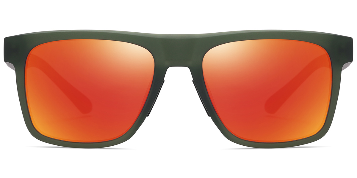 Square Sunglasses green+mirrored_red_polarized