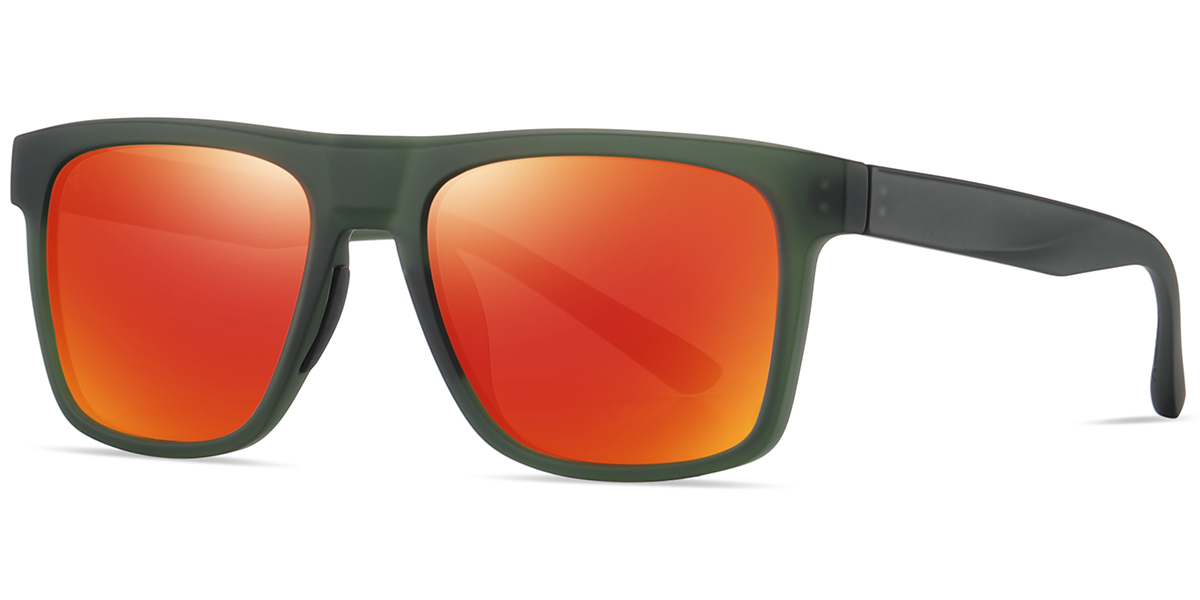 Square Sunglasses green+mirrored_red_polarized