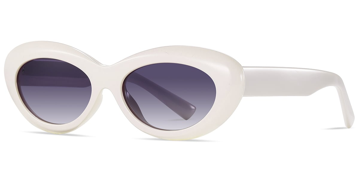 Acetate Oval Sunglasses white+gradient_grey_polarized