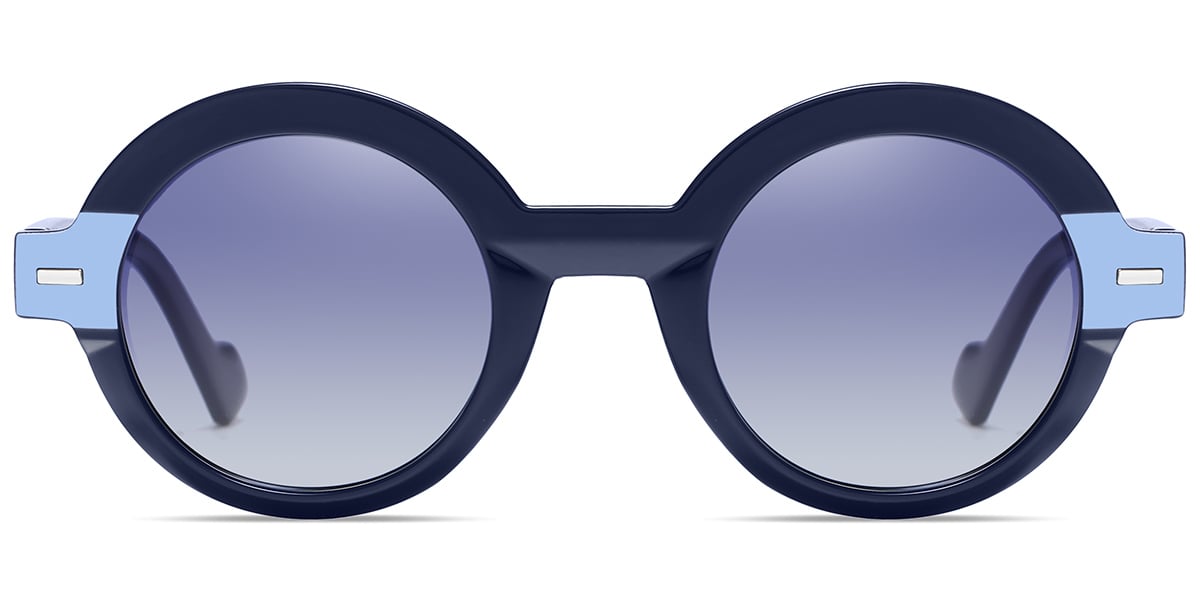 Acetate Round Sunglasses pattern-blue+gradient_blue_polarized