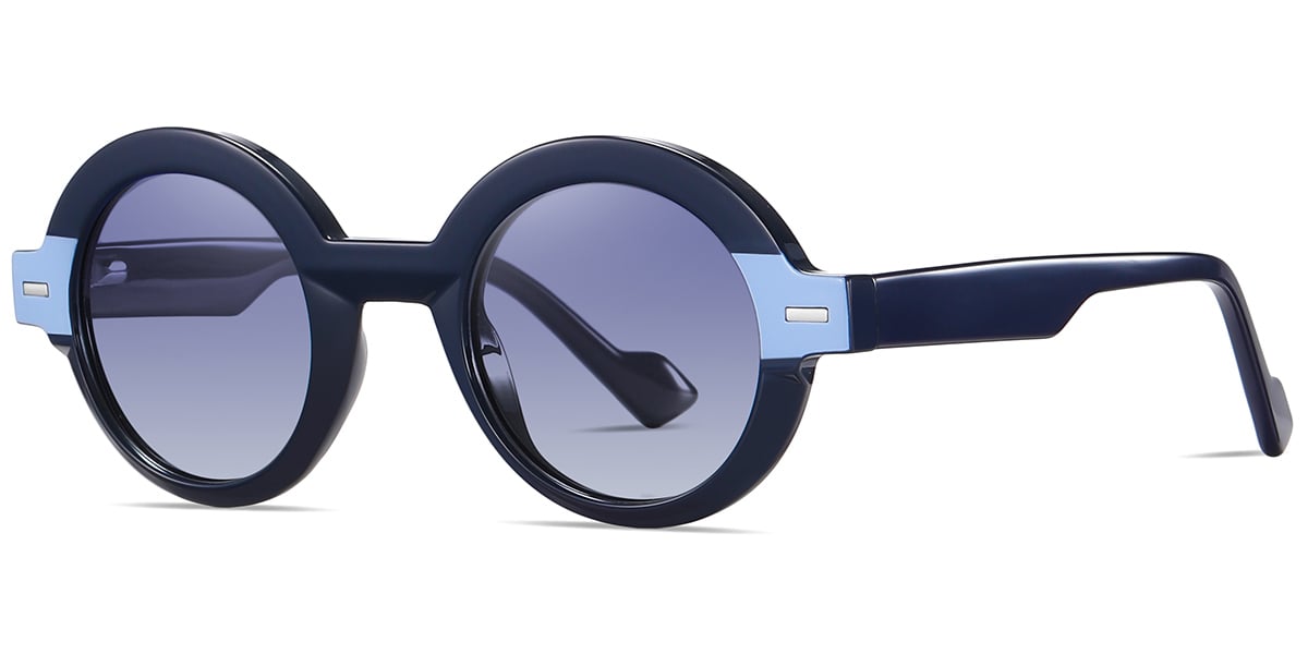 Acetate Round Sunglasses pattern-blue+gradient_blue_polarized