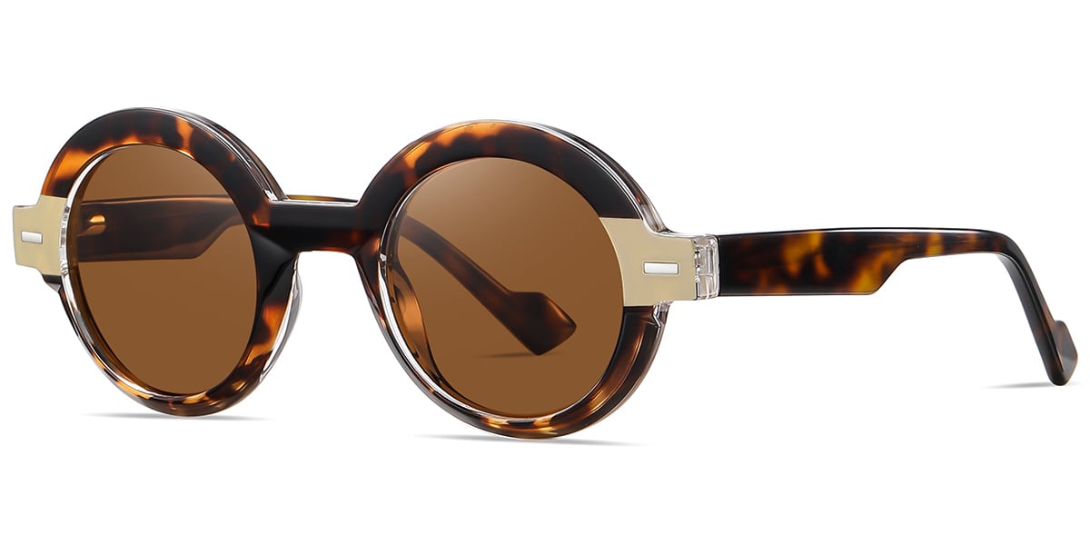 Acetate Round Sunglasses pattern-tortoiseshell+amber_polarized