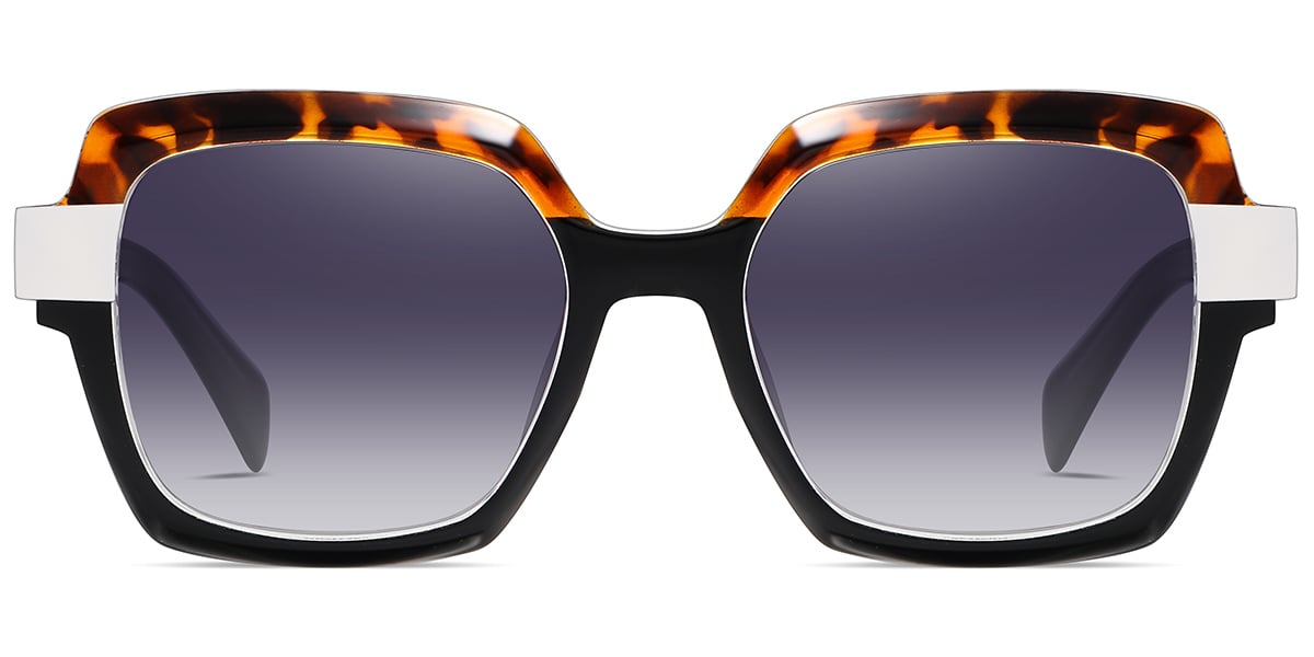 Acetate Square Sunglasses pattern-black+gradient_grey_polarized