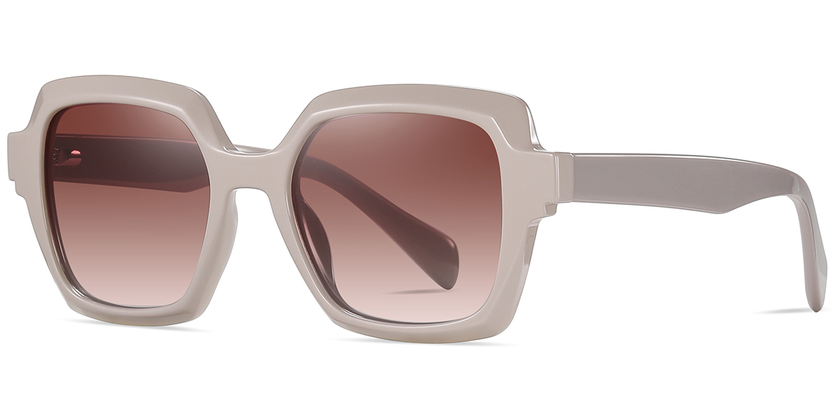 Acetate Square Sunglasses white+gradient_amber_polarized