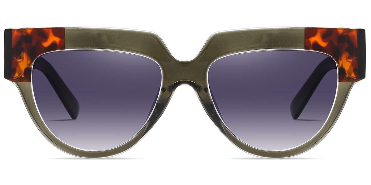 Acetate Geometric Sunglasses pattern-green+gradient_grey_polarized