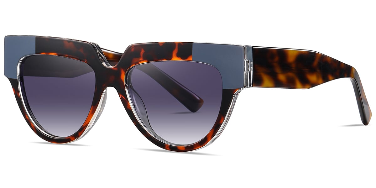 Acetate Geometric Sunglasses pattern-tortoiseshell+gradient_grey_polarized