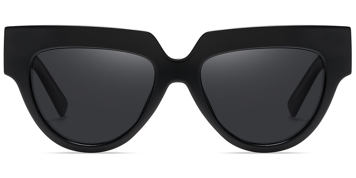 Acetate Geometric Sunglasses black+dark_grey_polarized