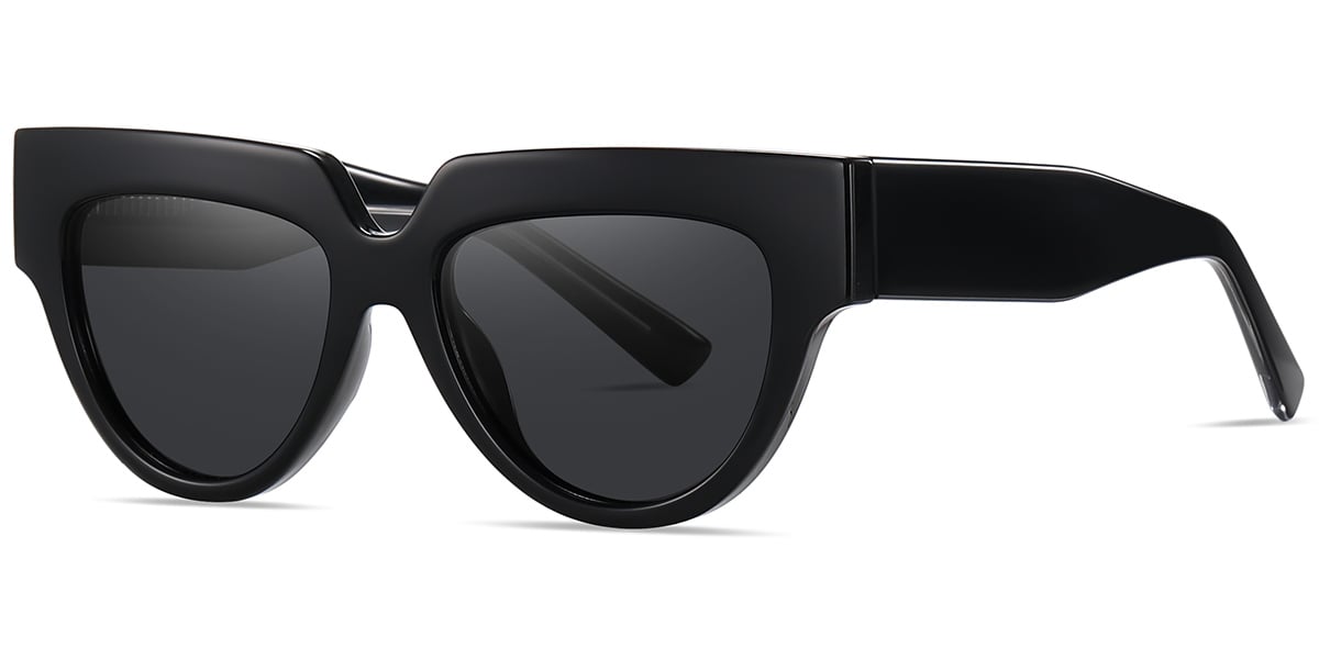 Acetate Geometric Sunglasses black+dark_grey_polarized