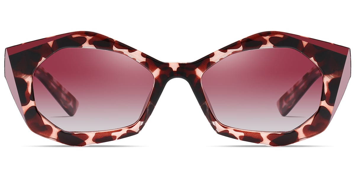 Acetate Geometric Sunglasses pattern-pink+gradient_red_polarized