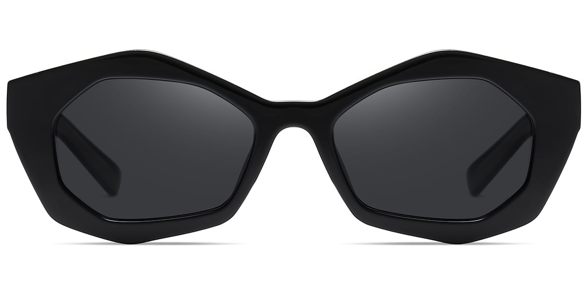 Acetate Geometric Sunglasses black+dark_grey_polarized