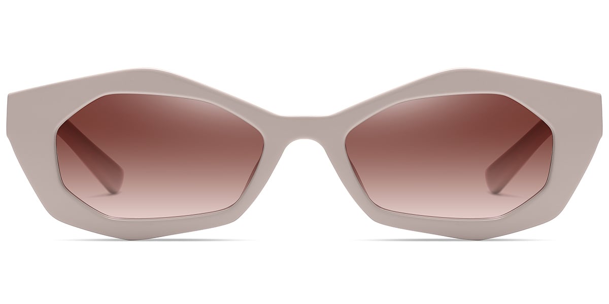 Acetate Geometric Sunglasses white+gradient_amber_polarized