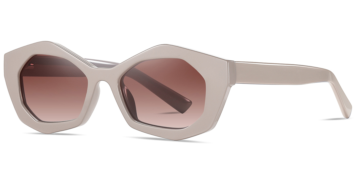 Acetate Geometric Sunglasses white+gradient_amber_polarized