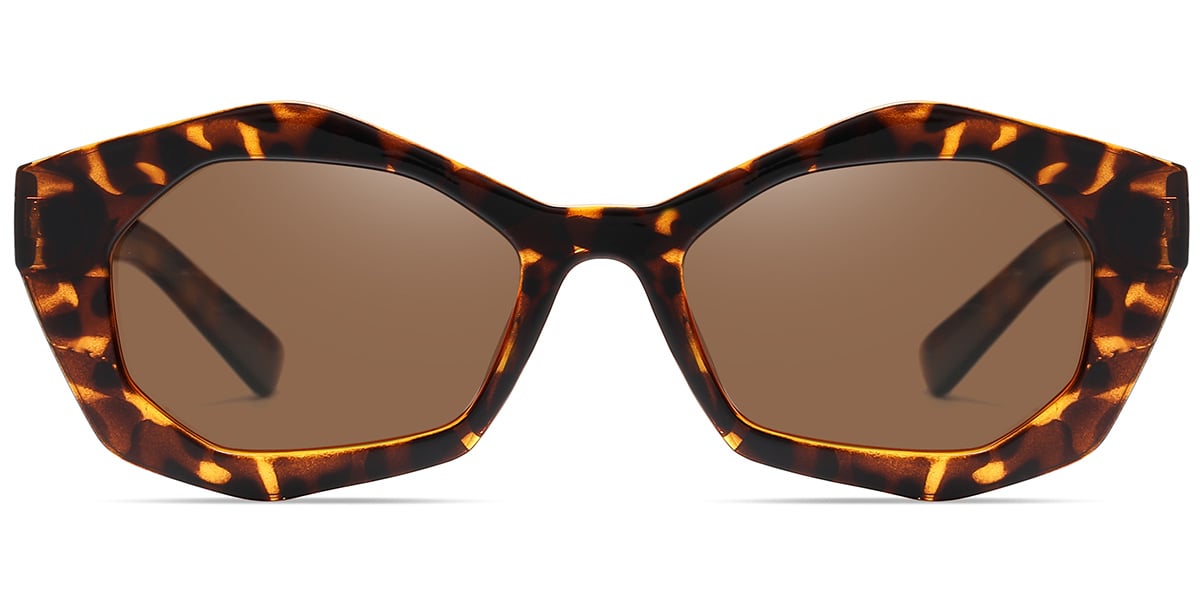 Acetate Geometric Sunglasses tortoiseshell+gradient_amber
