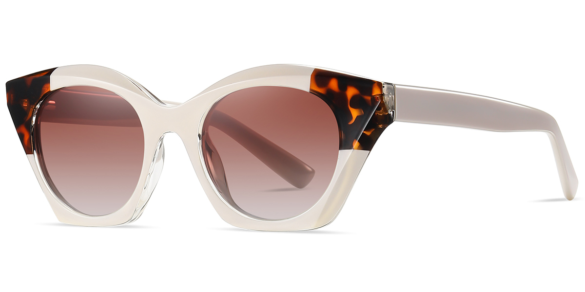 Acetate Square Sunglasses pattern-white+gradient_amber_polarized