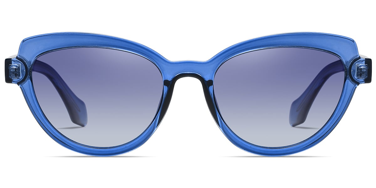 Acetate Cat Eye Sunglasses translucent-blue+gradient_blue_polarized