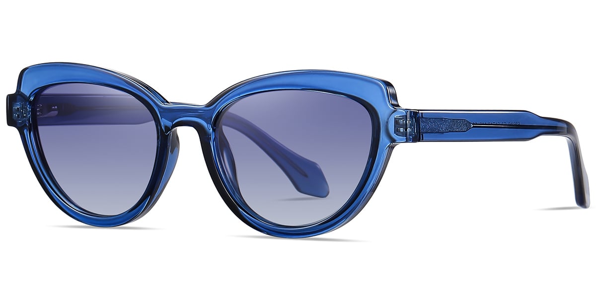 Acetate Cat Eye Sunglasses translucent-blue+gradient_blue_polarized