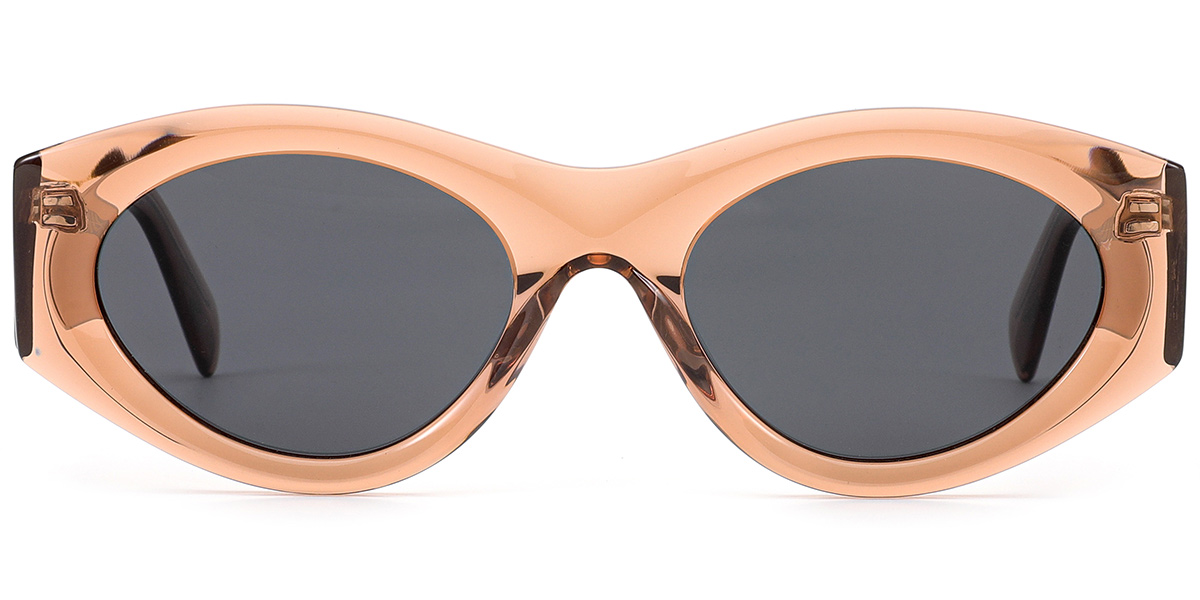 Acetate Oval Sunglasses translucent-brown+dark_grey_polarized