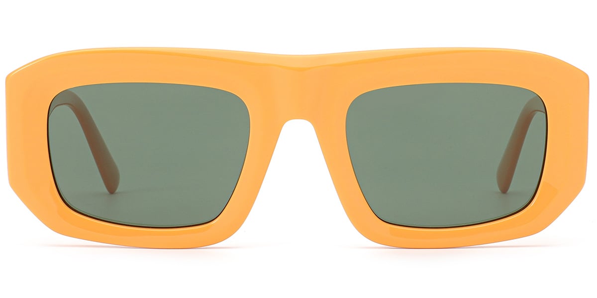 Acetate Square Sunglasses yellow+dark_green_polarized