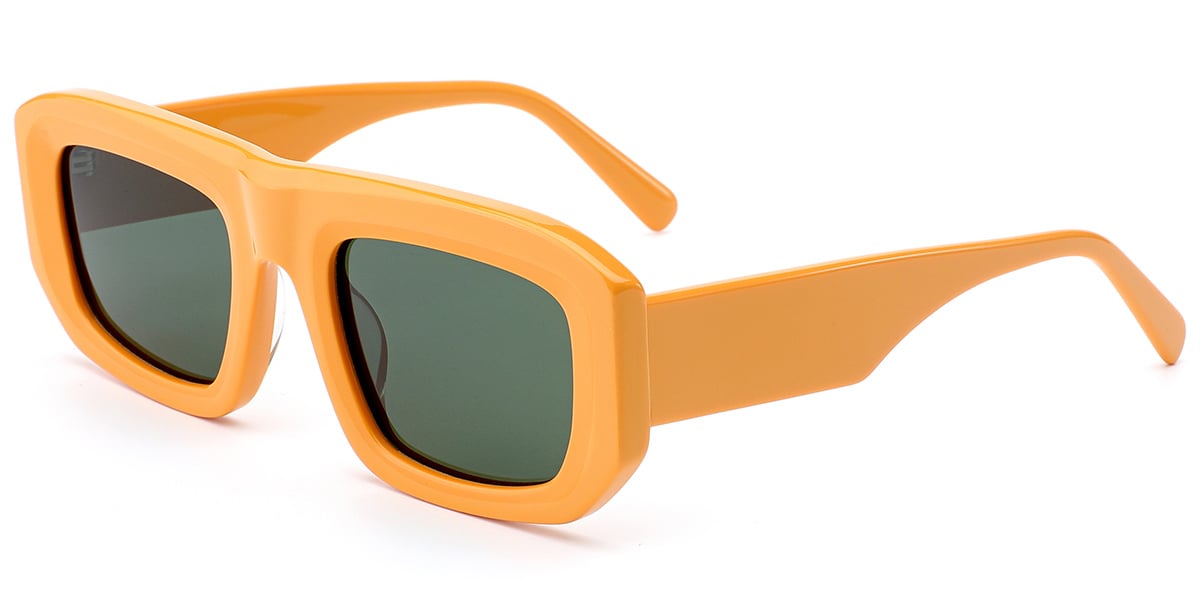 Acetate Square Sunglasses yellow+dark_green_polarized