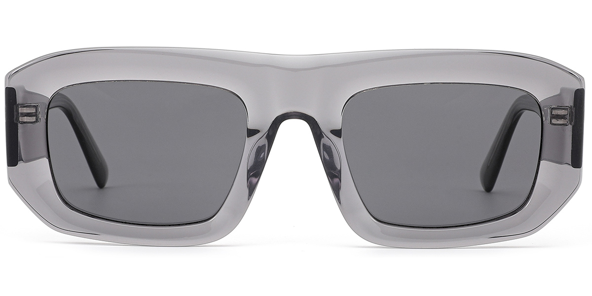 Acetate Square Sunglasses translucent-grey+light_grey_polarized