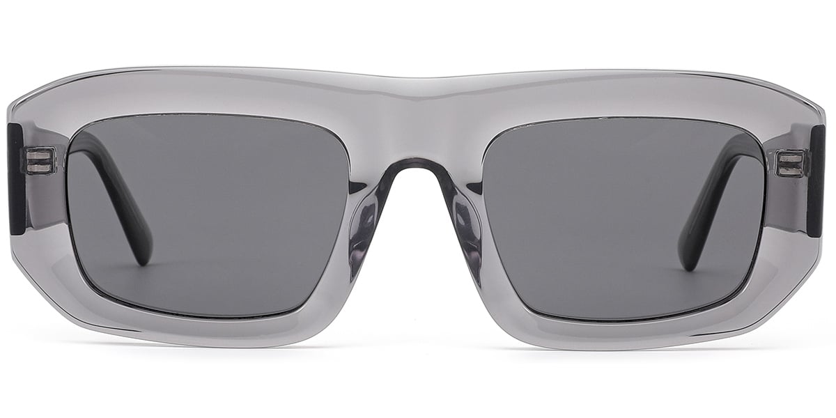 Acetate Square Sunglasses translucent-grey+light_grey_polarized