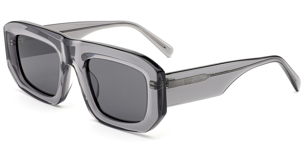 Acetate Square Sunglasses translucent-grey+light_grey_polarized