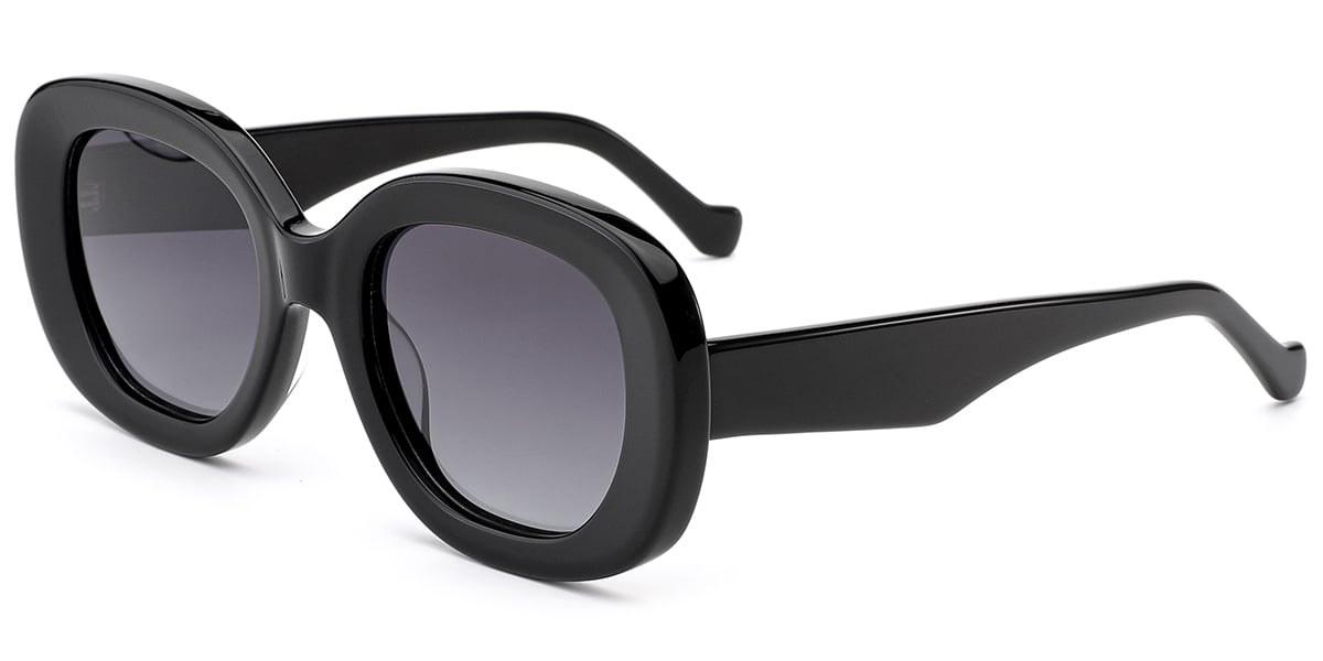 Acetate Square Sunglasses black+gradient_grey_polarized