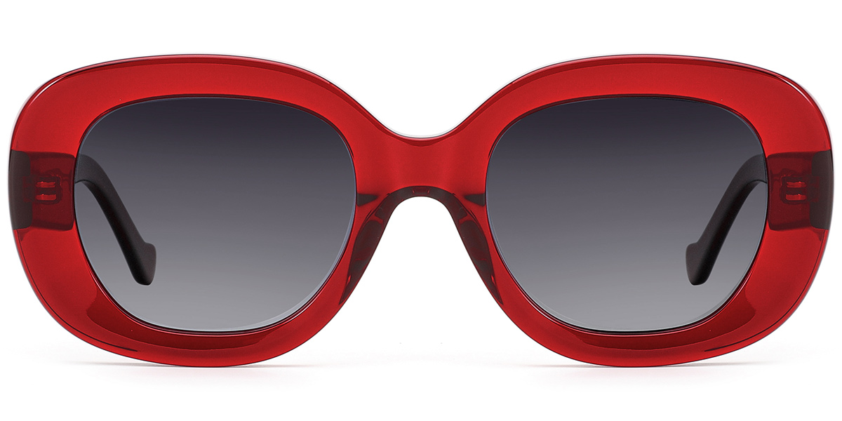 Acetate Square Sunglasses translucent-wine_red+gradient_grey_polarized