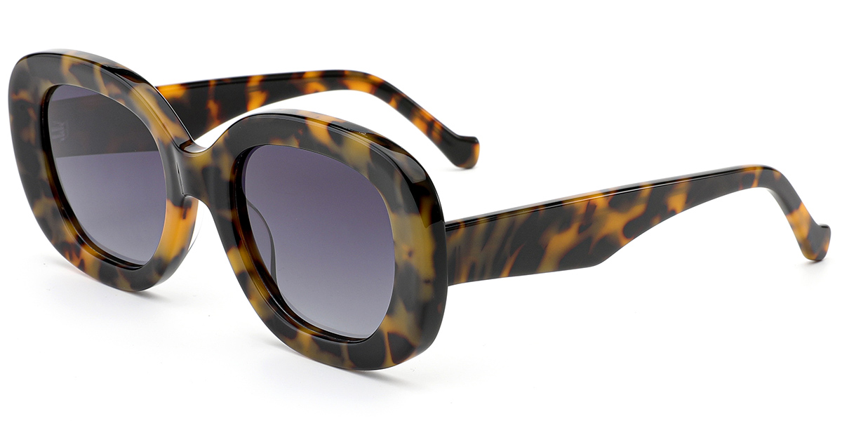 Acetate Square Sunglasses tortoiseshell+gradient_grey_polarized