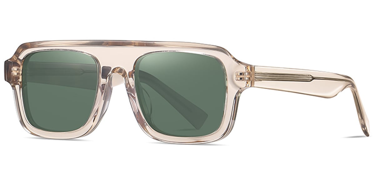 Acetate Square Sunglasses translucent-light_brown+dark_green_polarized