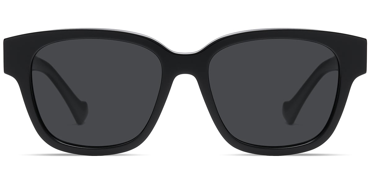 Acetate Square Sunglasses black+dark_grey_polarized