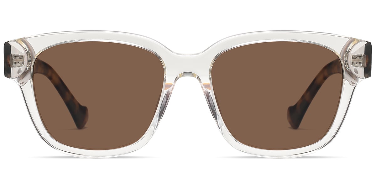 Acetate Square Sunglasses translucent-white+amber_polarized