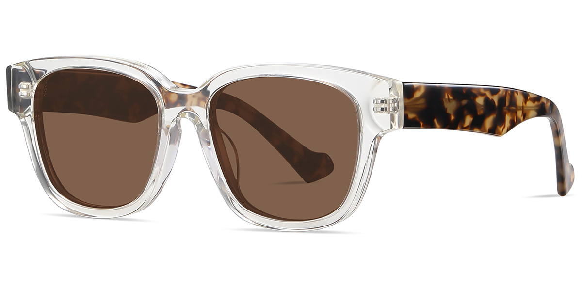 Acetate Square Sunglasses translucent-white+amber_polarized