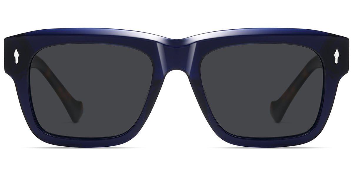 Acetate Square Sunglasses translucent-blue+dark_green_polarized