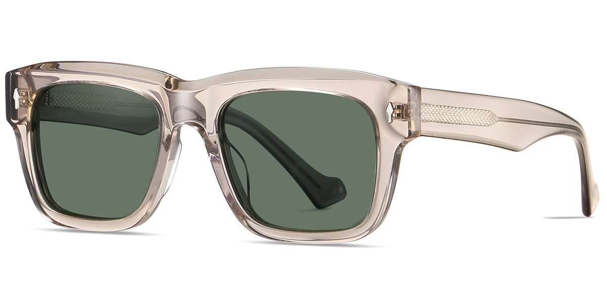 Acetate Square Sunglasses translucent-light_brown+dark_green_polarized